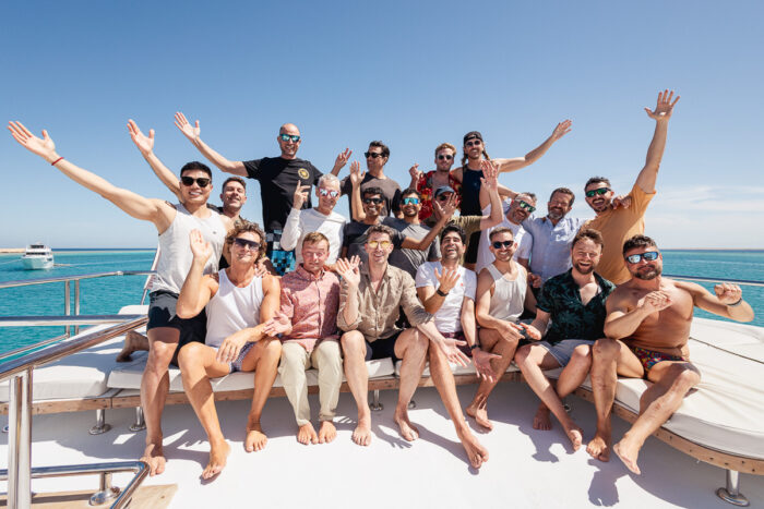 Group of gay kitesurfers on the yacht during the Egypt 2025 safari